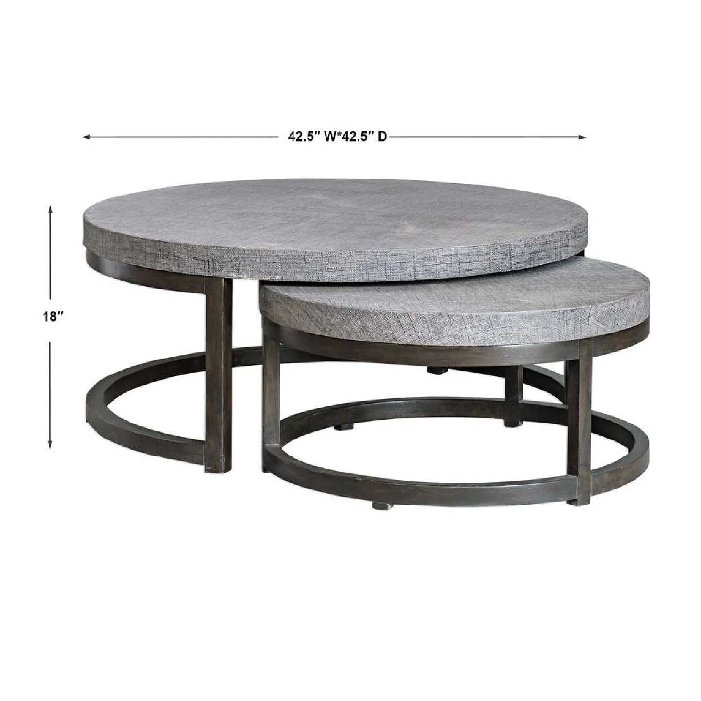 Luxury Taupe Burlap Nesting Coffee Tables Modern Italian Style for Villa