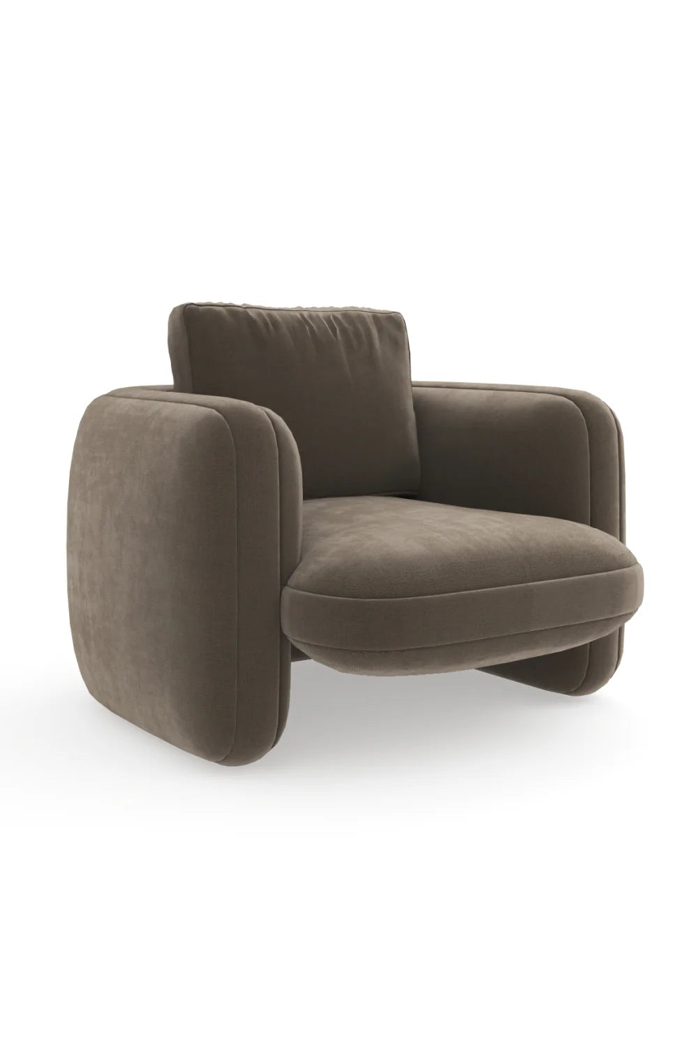 Luxury Taupe Velvet Lounge Chair Modern Italian Style for Villa