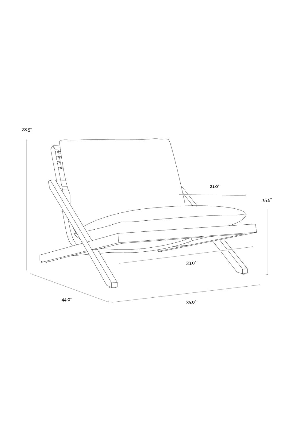 Luxury Teak Framed Lounge Chair European Style for Villa