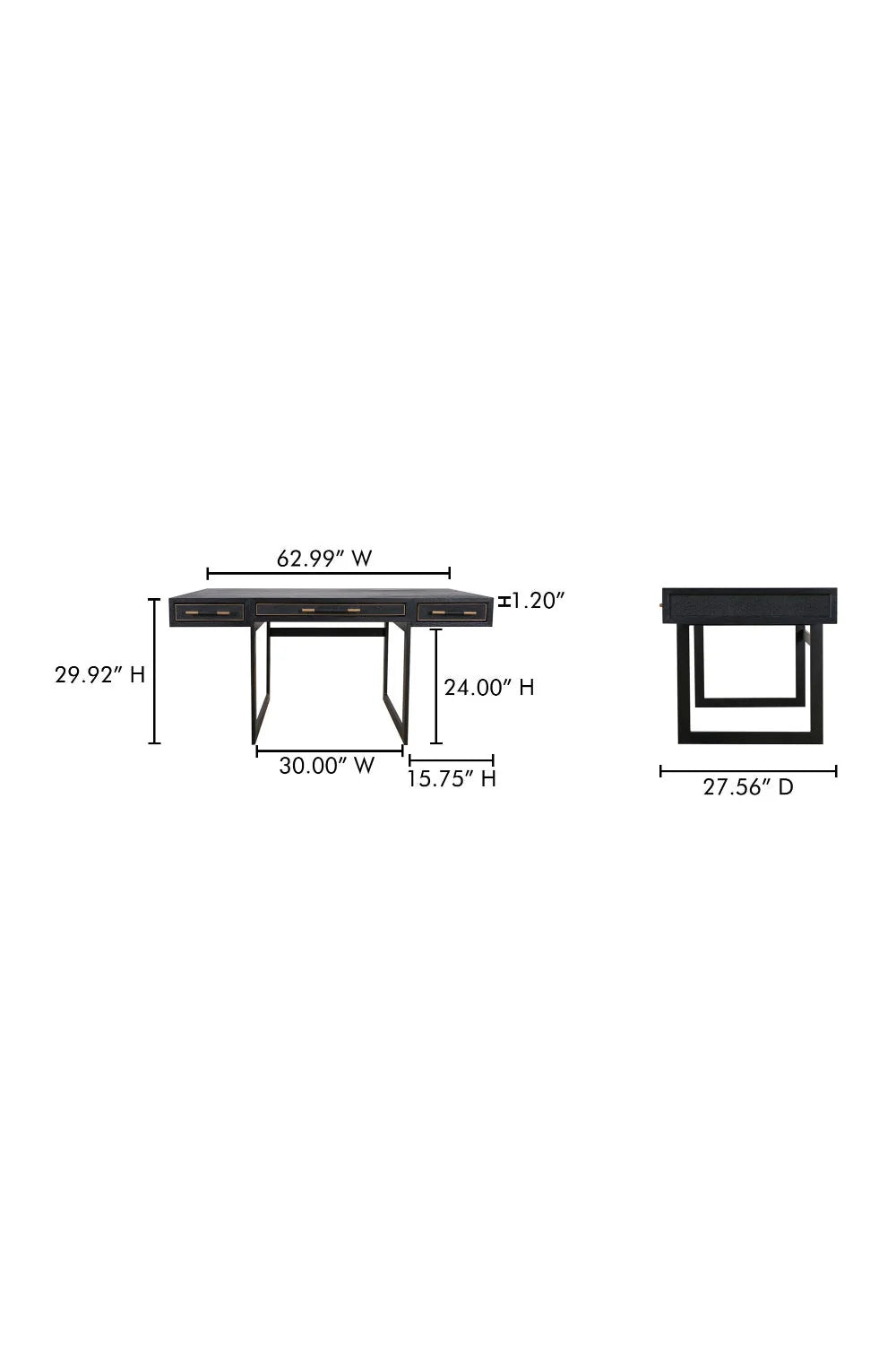 Luxury Upholstered Leather 3-Drawer Modern Desk European Style for Villa