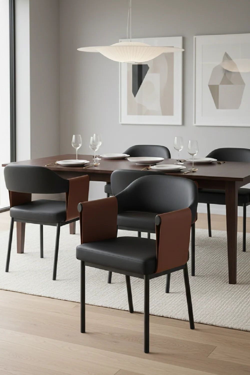 Luxury Upholstered Leather Modern Dining Armchair European Style for Villa