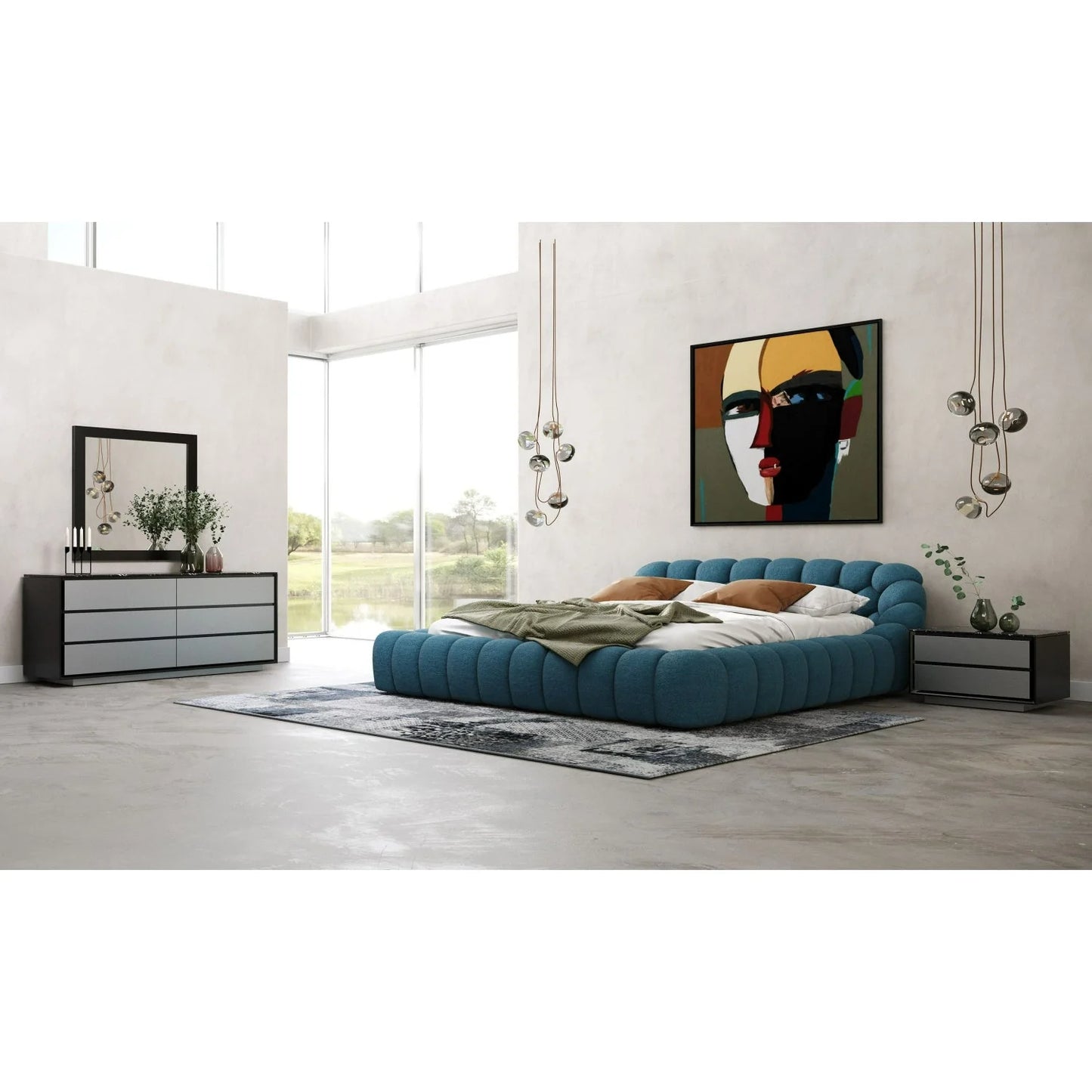 Luxury Upholstered Modern Bed European Style for Villa