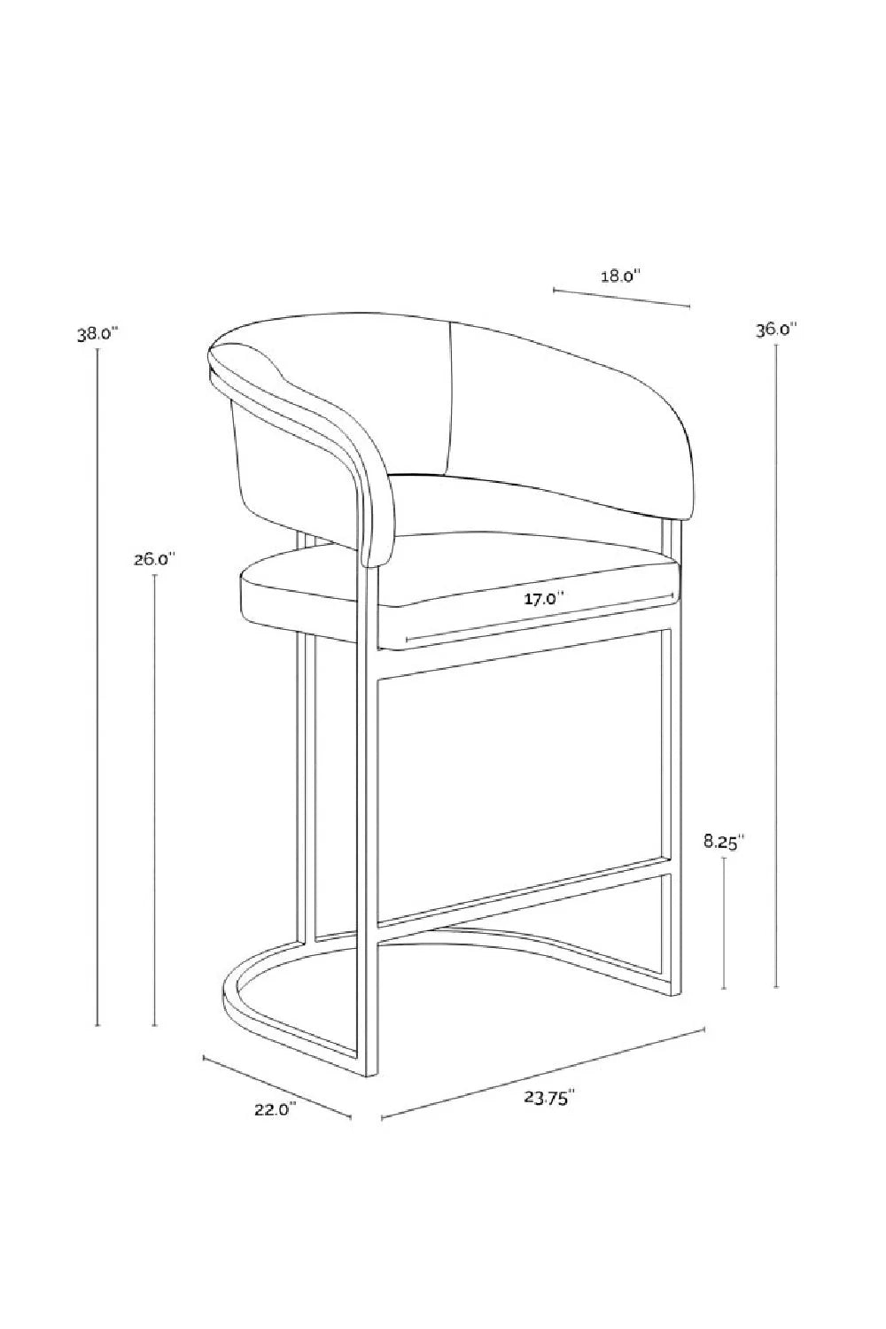 Luxury Upholstered Modern Cantilever Counter Stool European Style for Villa