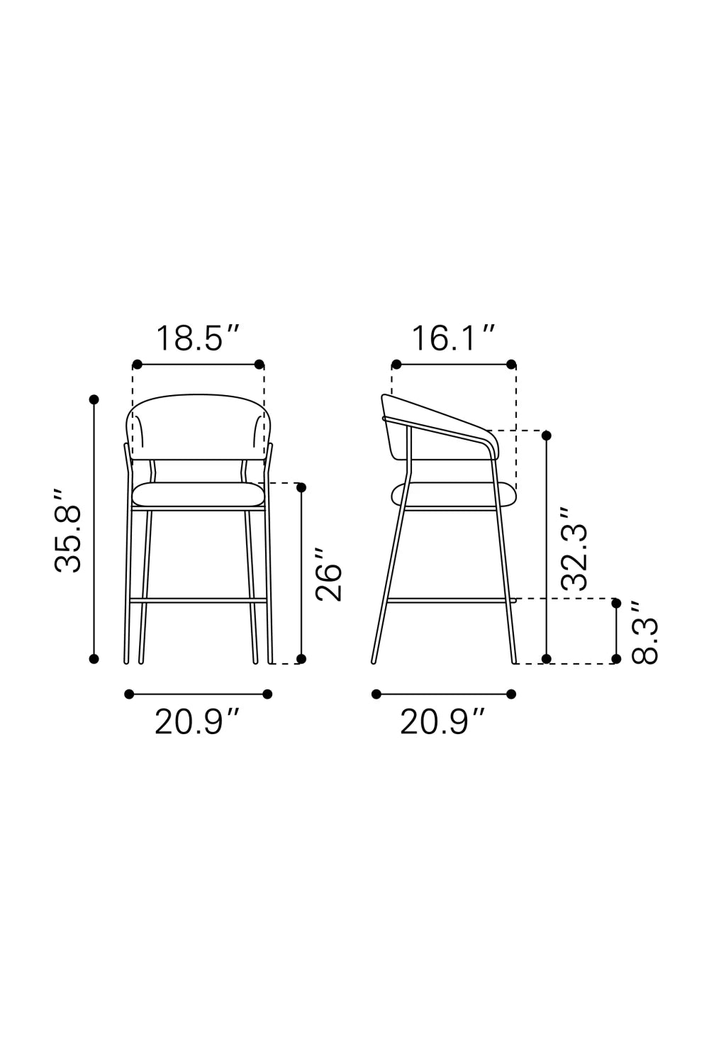 Luxury Upholstered Modern Fabric Counter Stool European Style for Villa