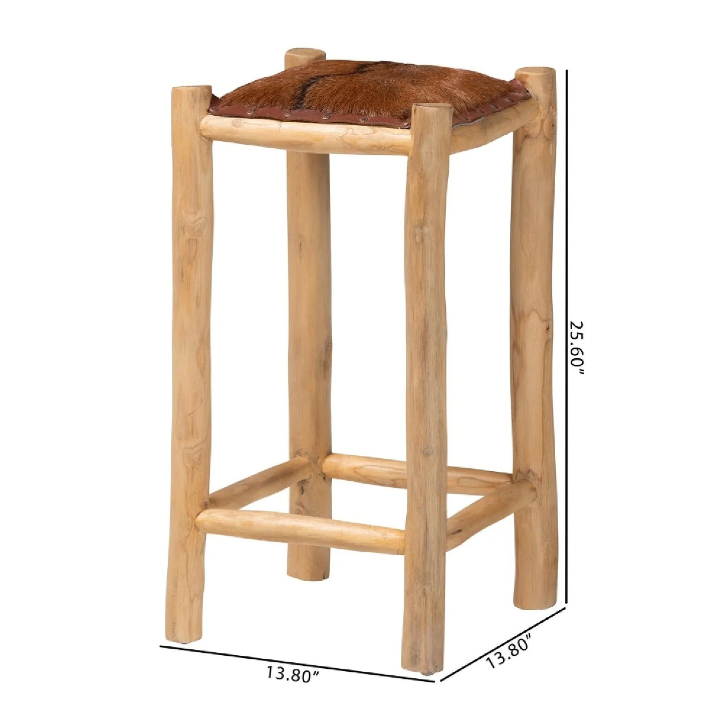 Luxury Upholstered Modern Goat Leather Counter Stool European Style for Villa