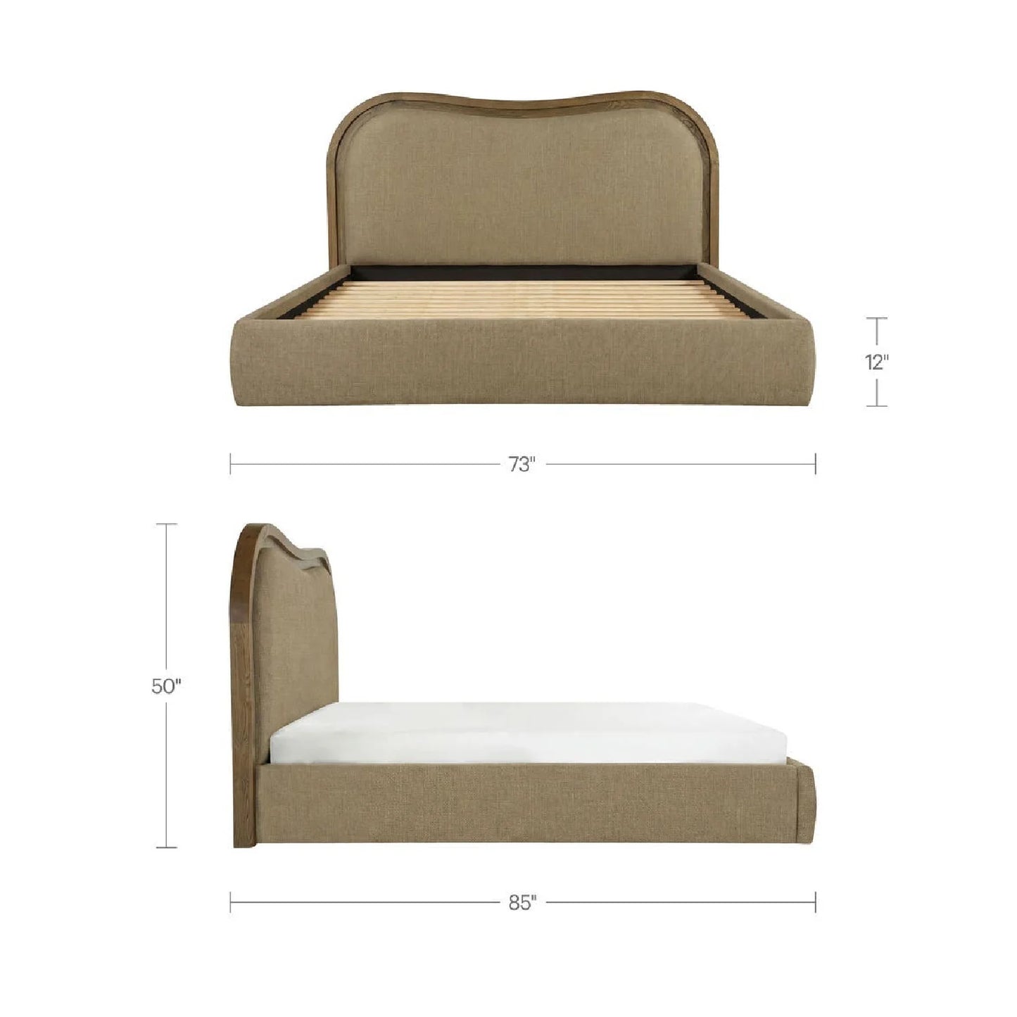 Luxury Upholstered Modern Green Wave Bed European Style for Villa
