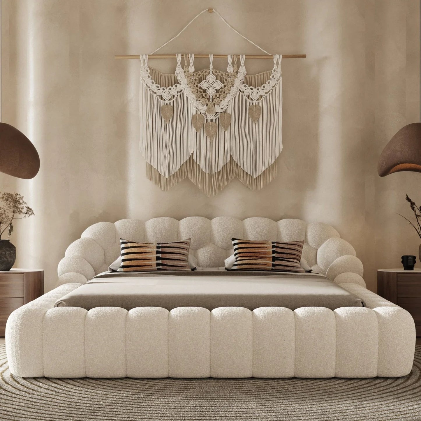 Luxury Upholstered Modern Hexagonal Bed European Style for Villa