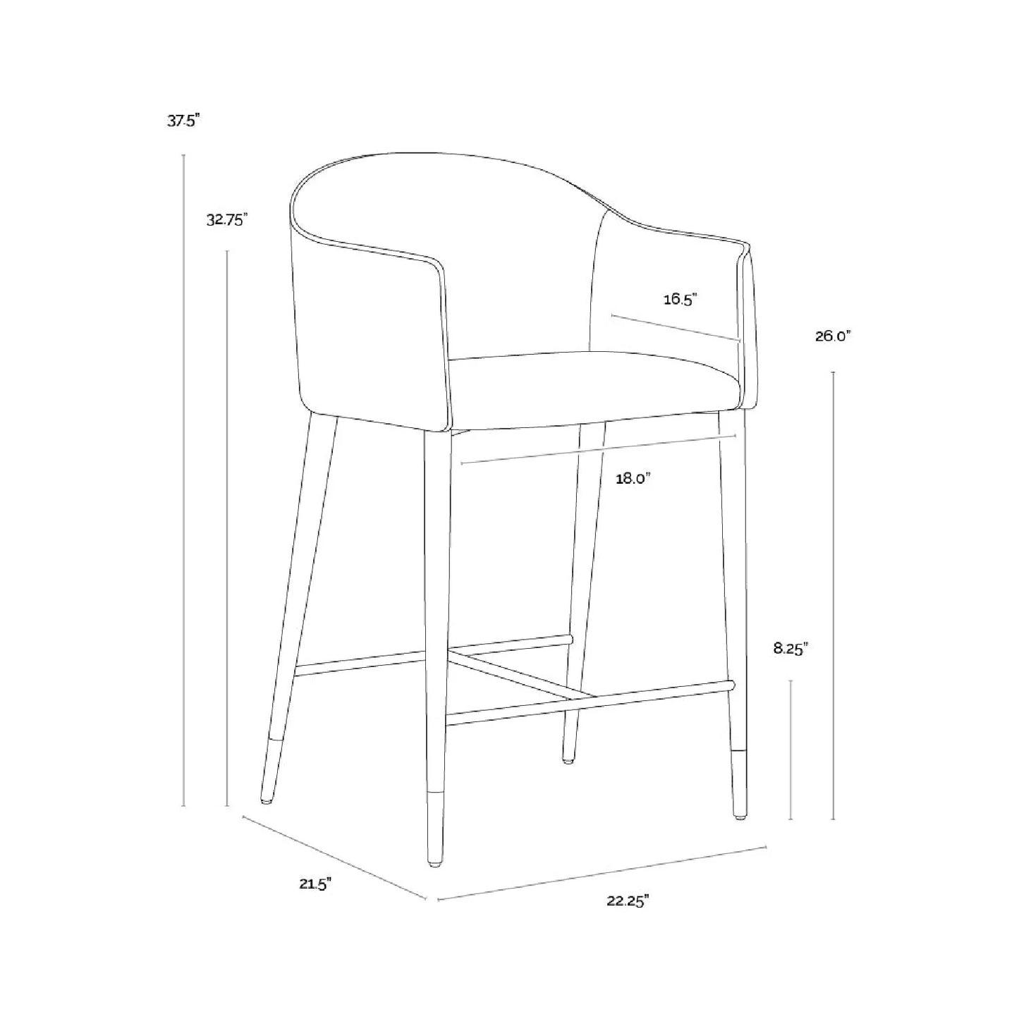 Luxury Upholstered Modern Leather Counter Stool European Style for Villa