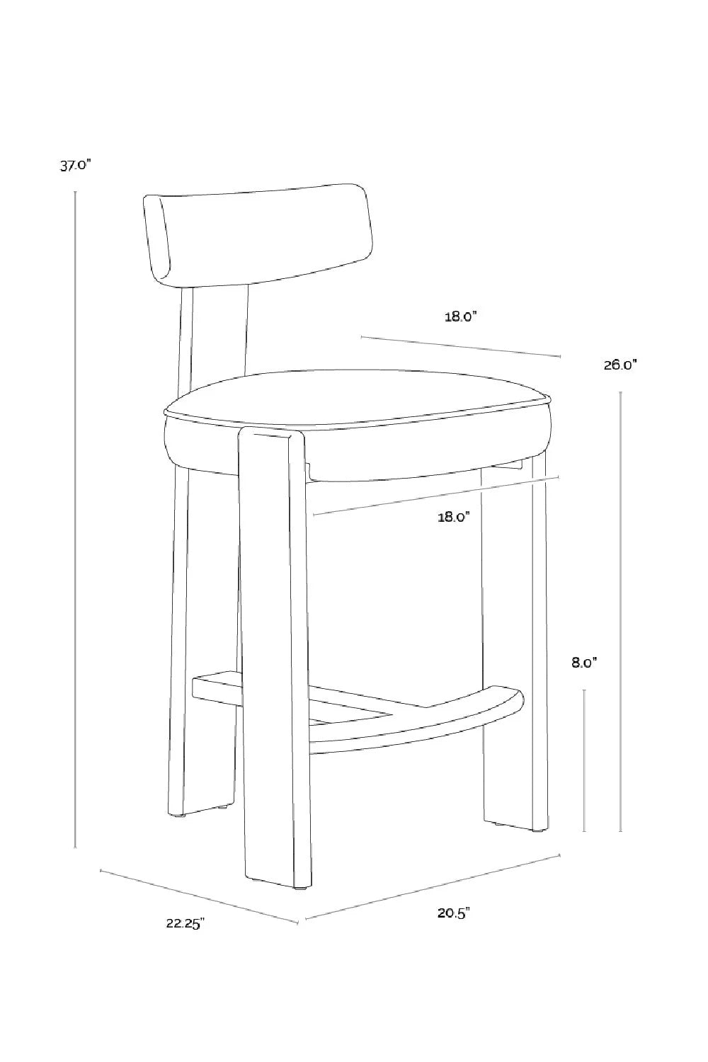 Luxury Upholstered Modern Oak Counter Stool European Style for Villa
