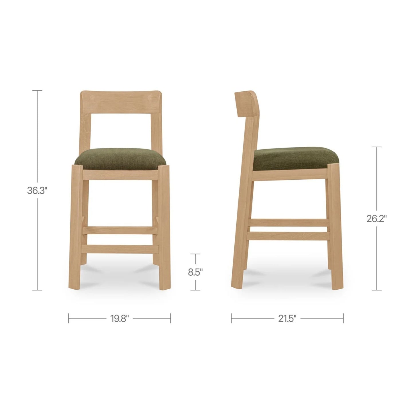 Luxury Upholstered Modern Oak Counter Stool European Style for Villa