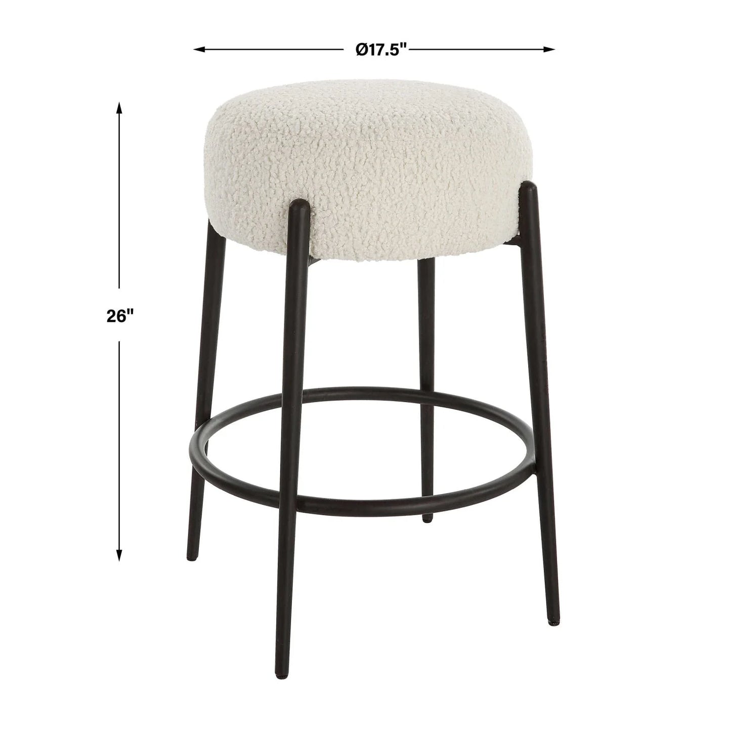 Luxury Upholstered Modern Shearling Counter Stool European Style for Villa