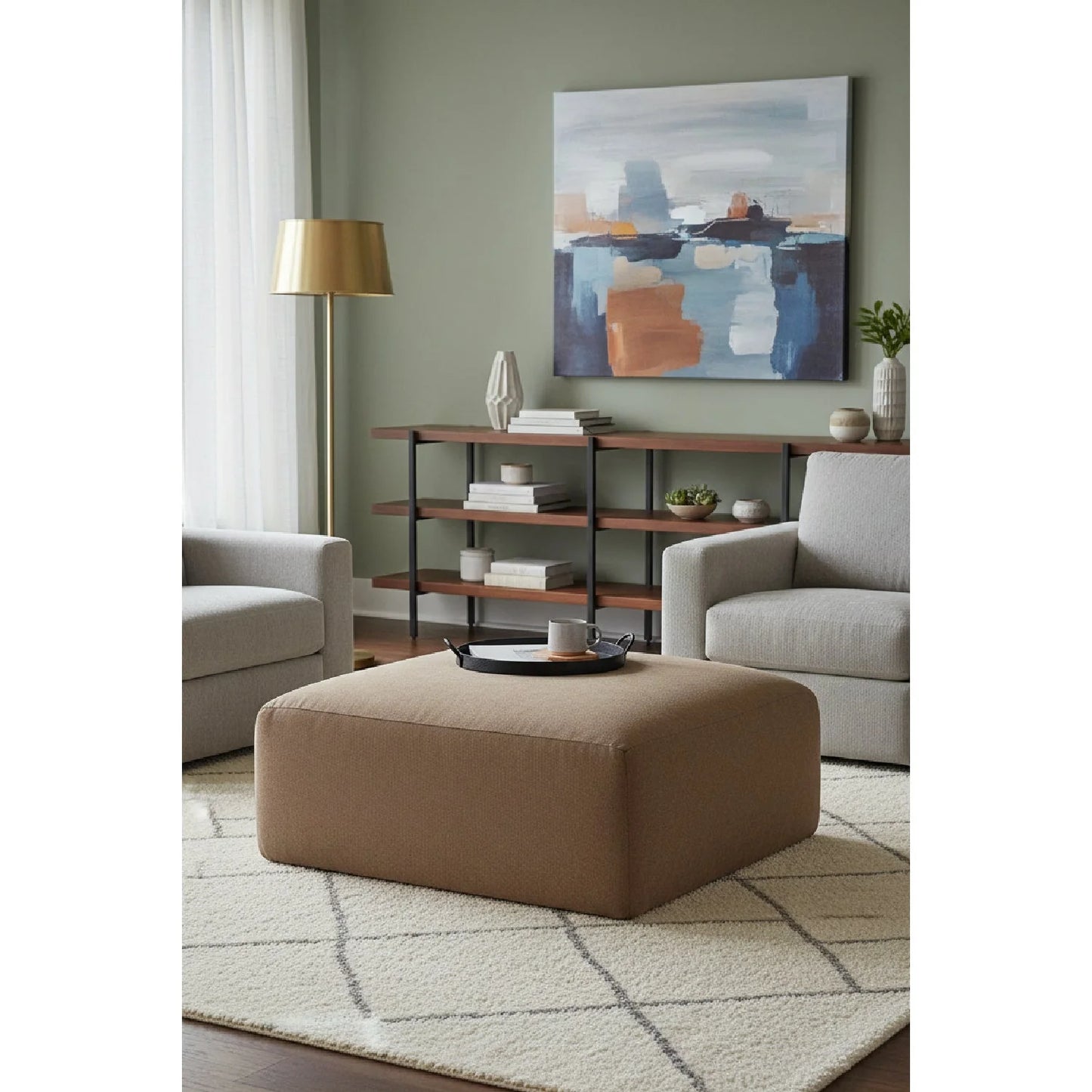 Luxury Upholstered Modern Slipcover Ottoman European Style for Villa