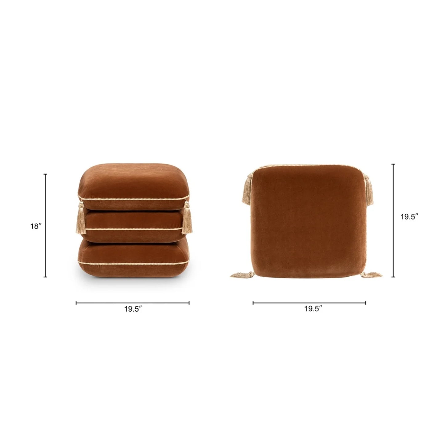 Luxury Upholstered Modern Velvet Ottoman European Style for Villa