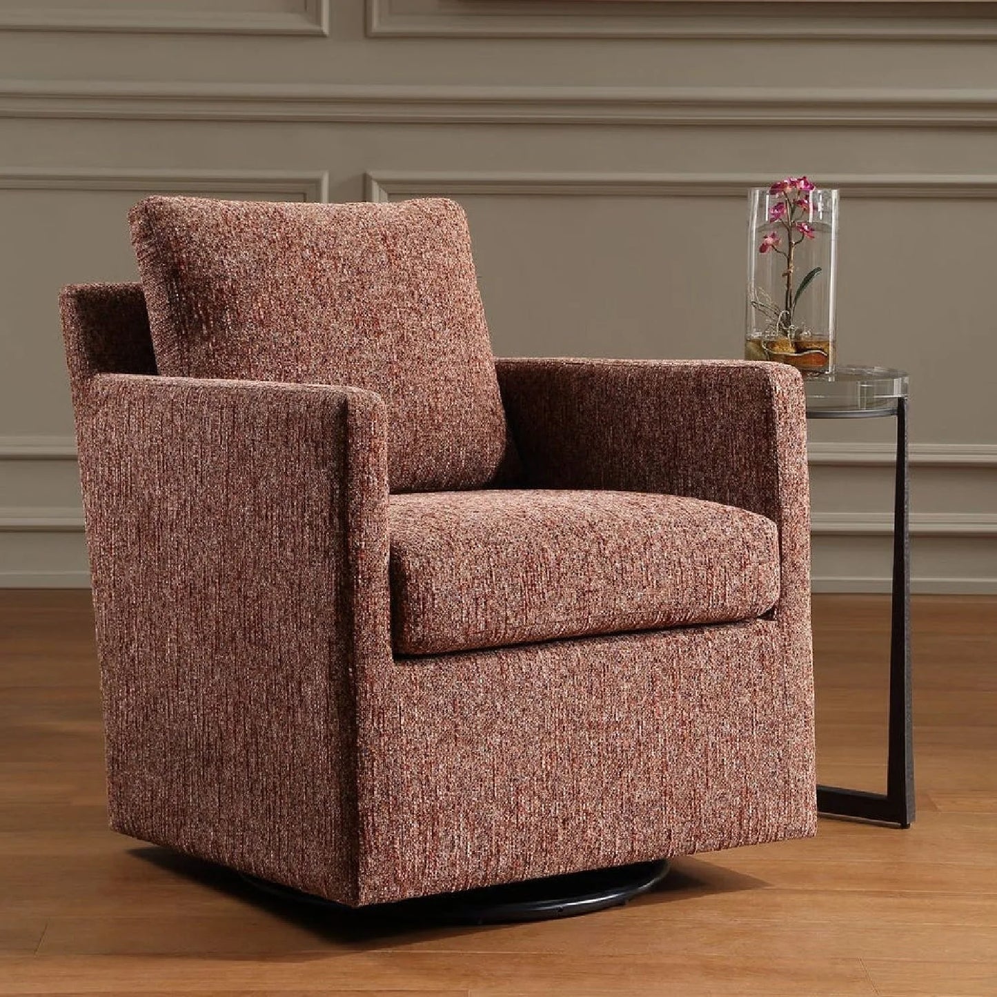 Luxury Upholstered Swivel Glider Armchair Modern Italian Style for Villa