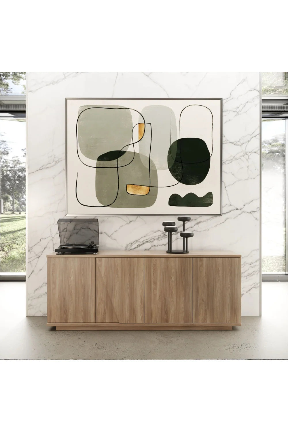 Luxury Walnut Caracalla 4-Door Sideboard European Style for Villa