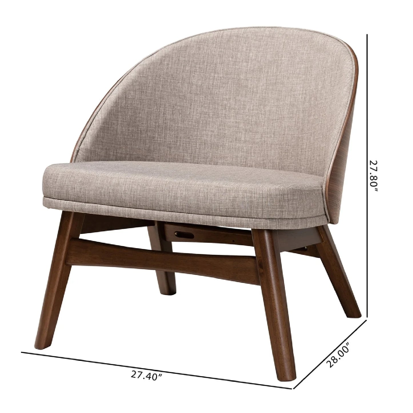 Luxury Walnut Framed Curved Lounge Chair Modern Italian Style for Villa