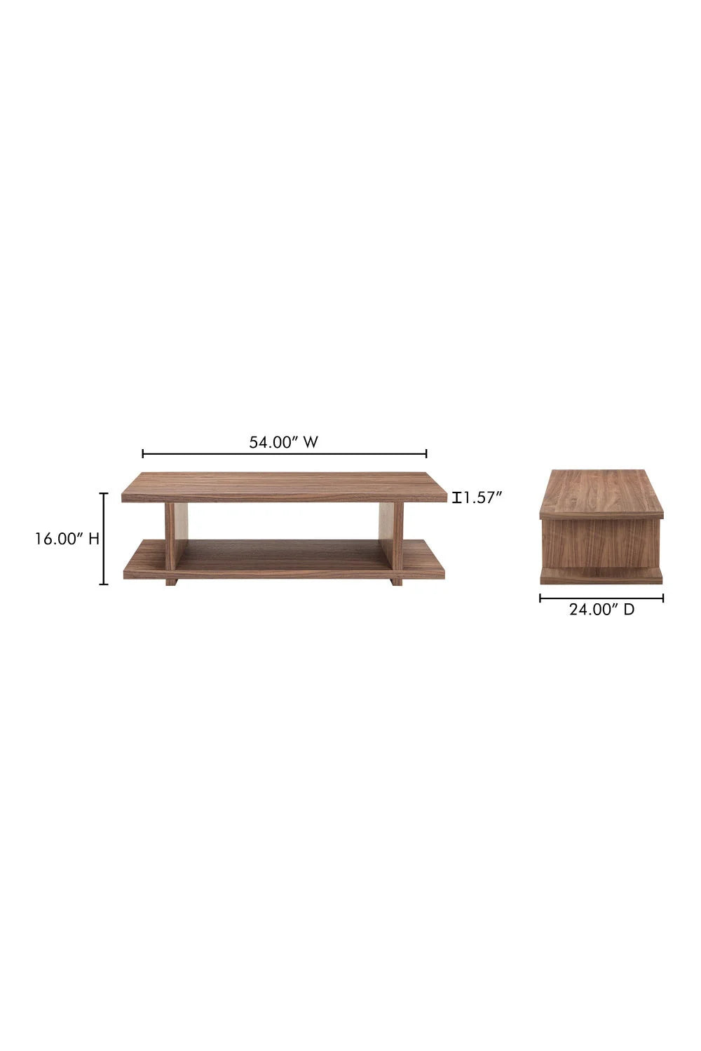 Luxury Walnut Open Storage Coffee Table Modern Italian Style for Villa