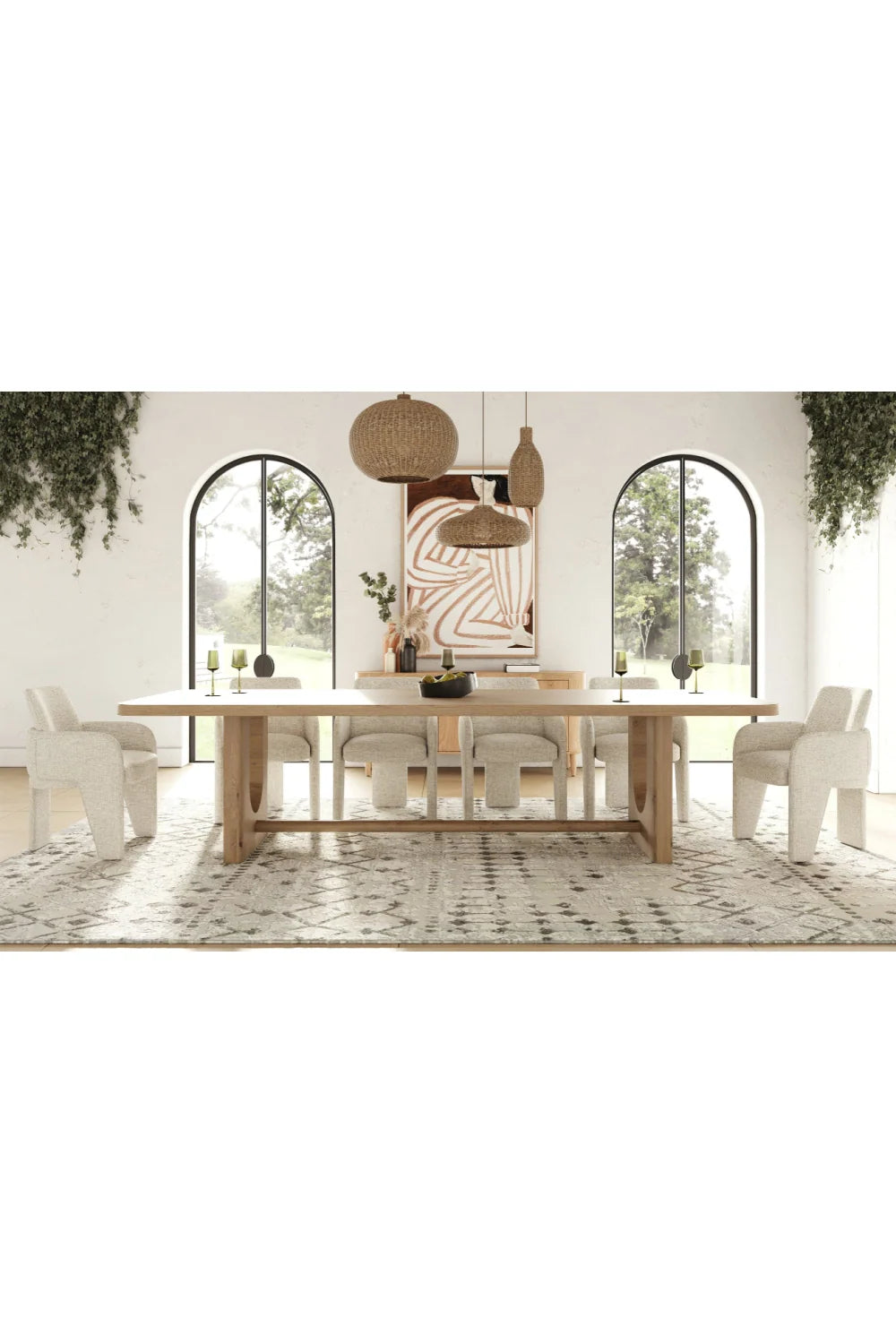 Luxury Walz Trestle Oak Dining Table Modern Italian Style for Villa