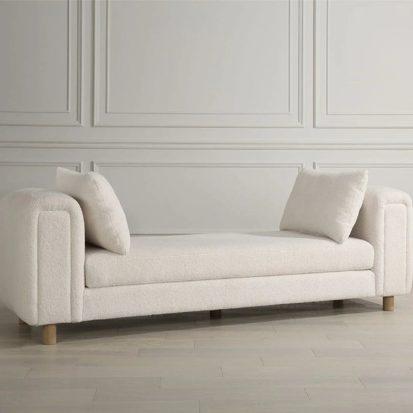 Luxury White Sheepskin Bench European Style for Villa