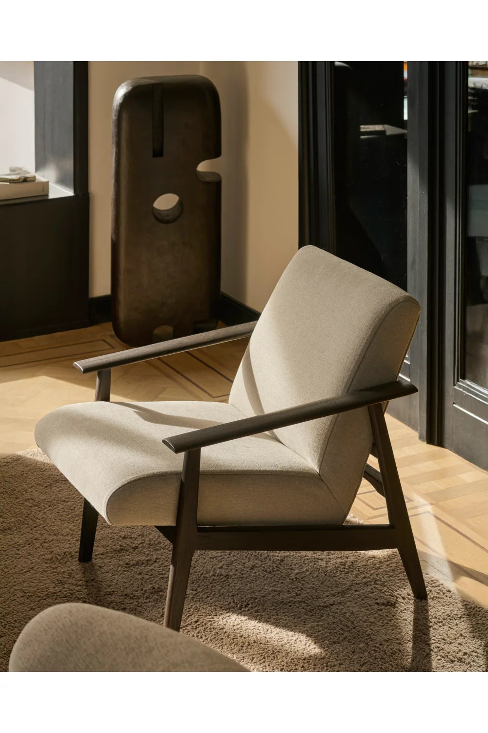Luxury Wood Framed Lounge Chair Modern Italian Style for Villa