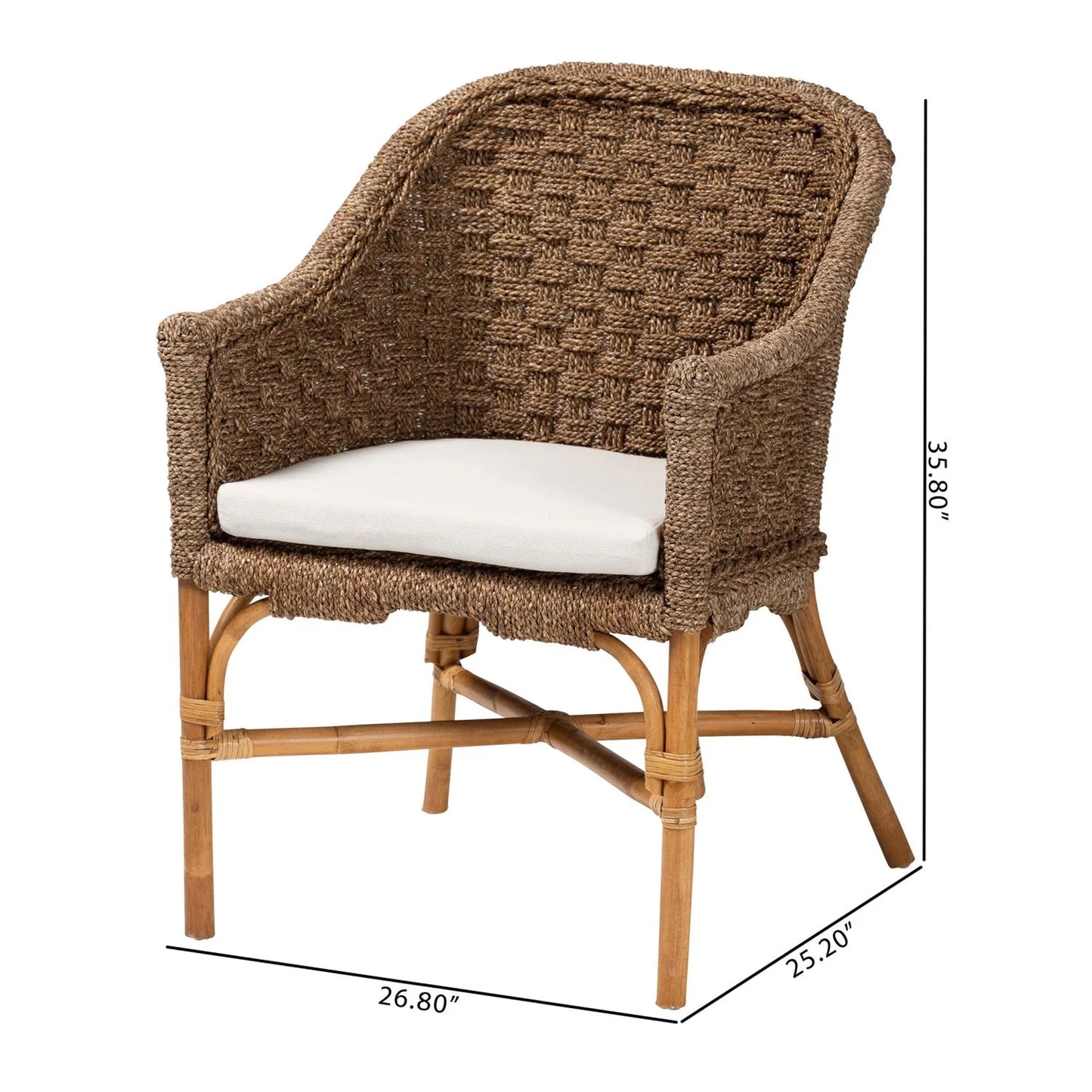 Luxury Woven Seagrass Accent Chair Modern Italian Style for Villa
