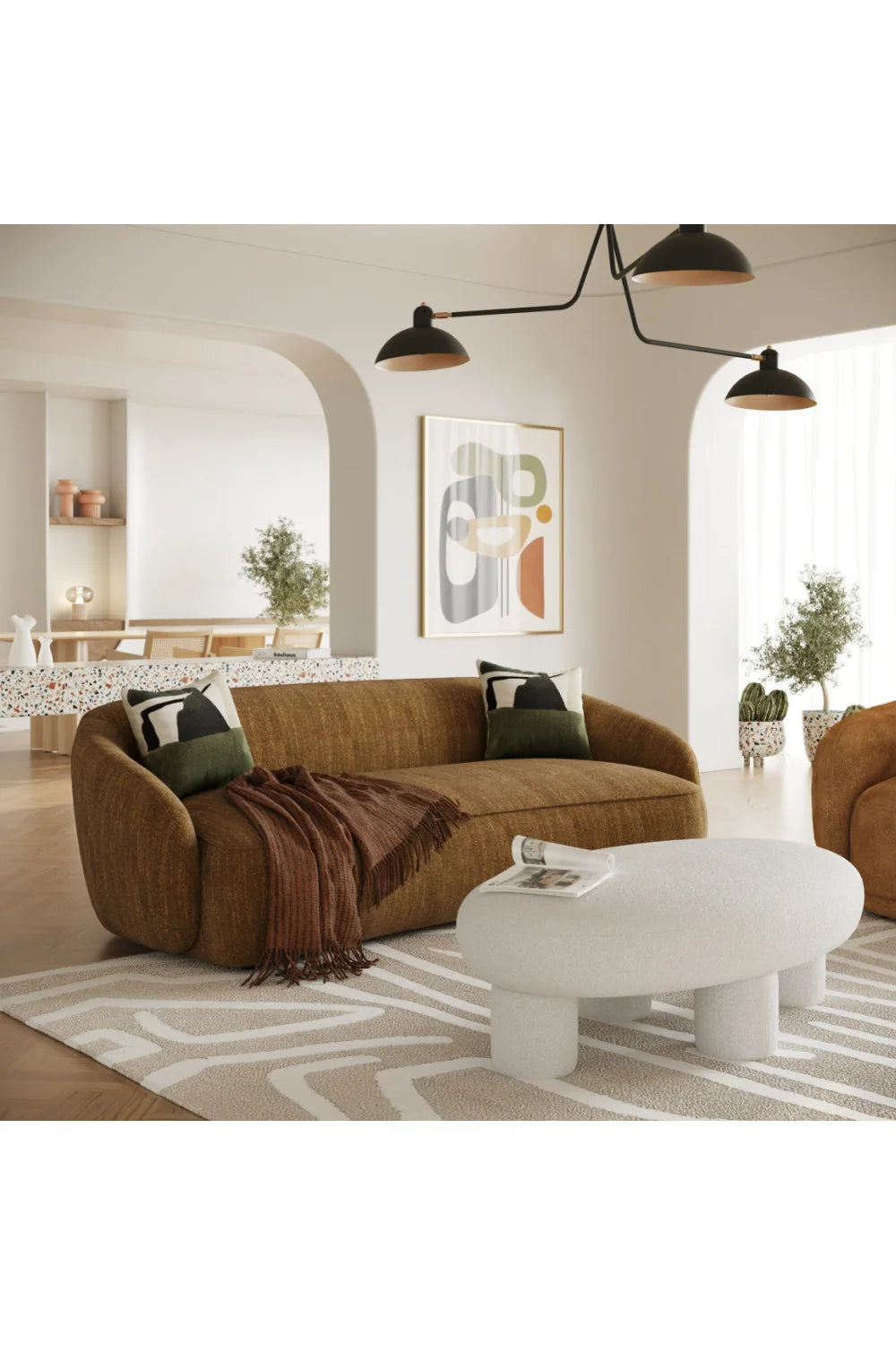 Luxury Yellow Curved Fabric Sofa Modern Italian Style for Villa
