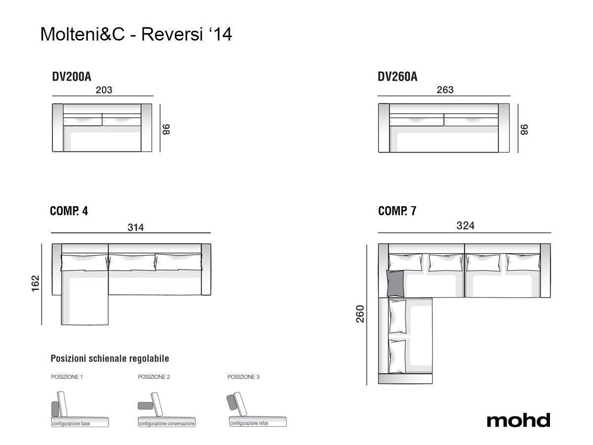 Luxury Reversi 14 Modular Sofa Modern Italian Style for Villa