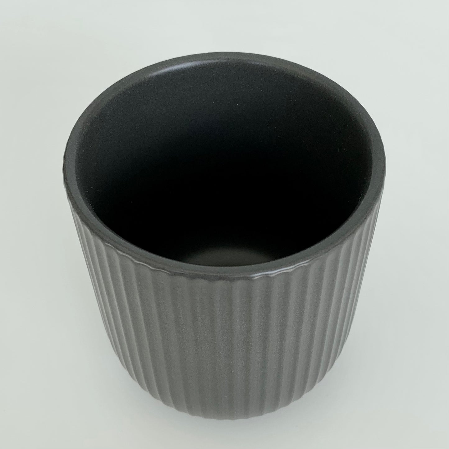 Black Ribbed Coffee Mug