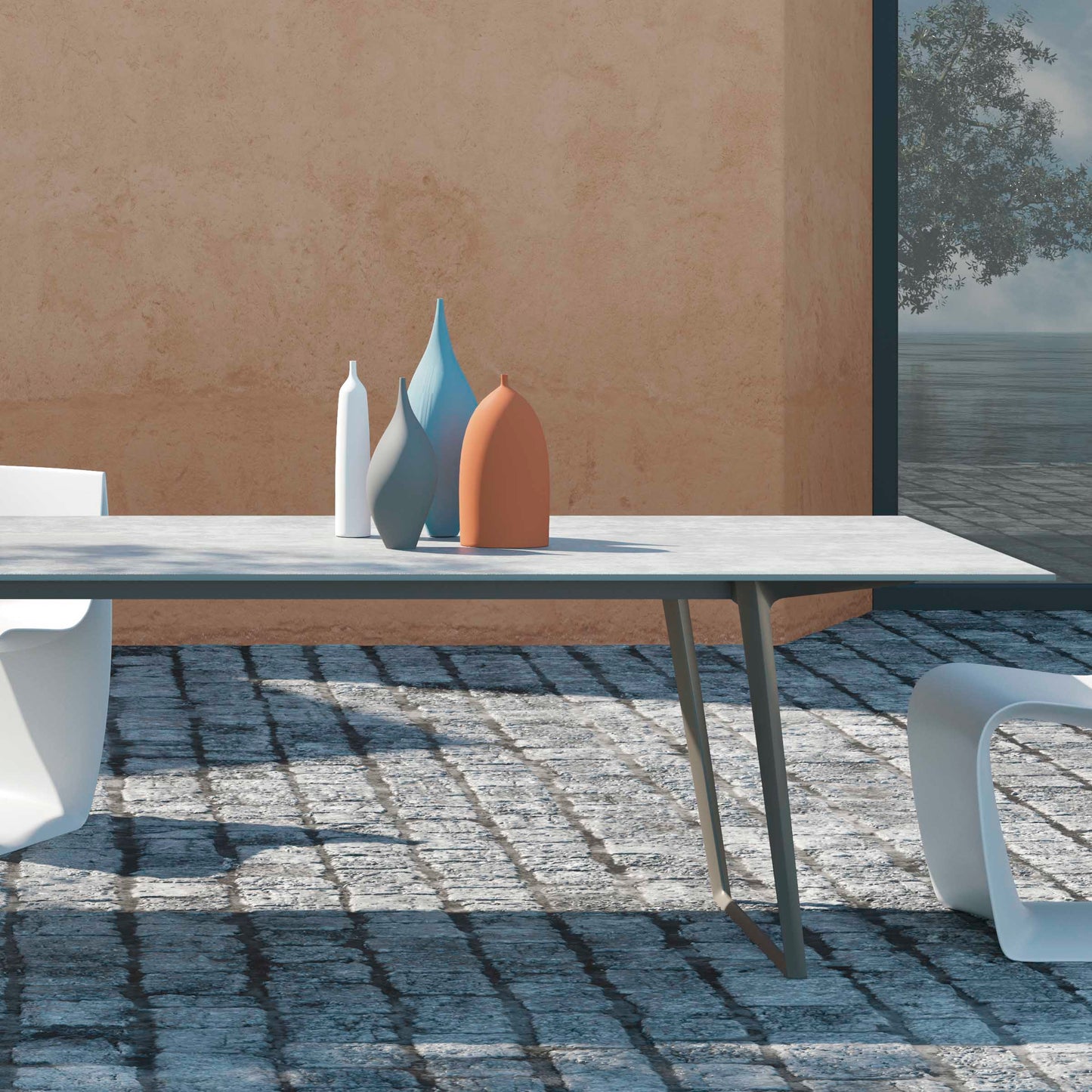 AXY Rectangular Dining Table – Thin Aluminum Italian Minimalist Statement Piece