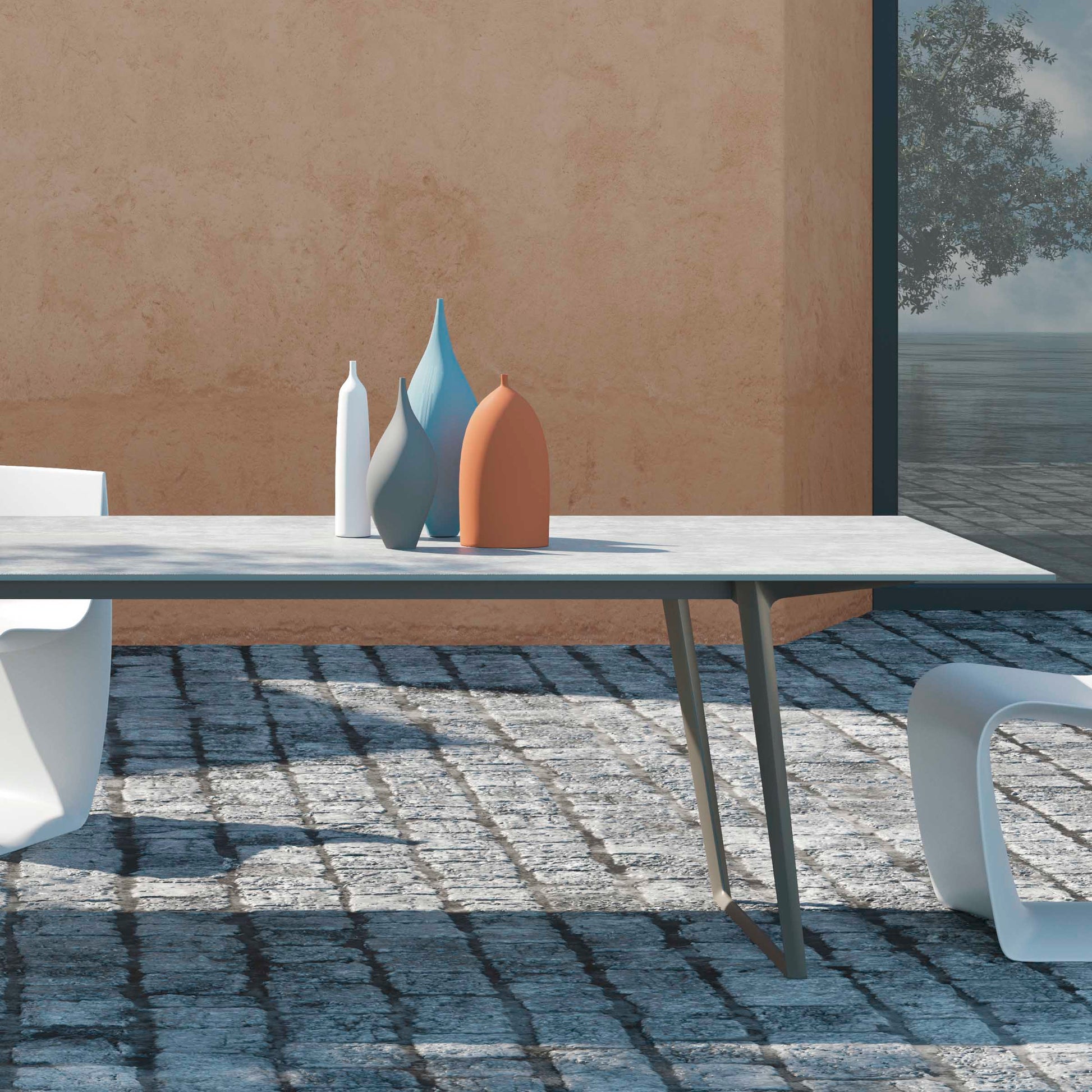 AXY Rectangular Dining Table – Thin Aluminum Italian Minimalist Statement Piece