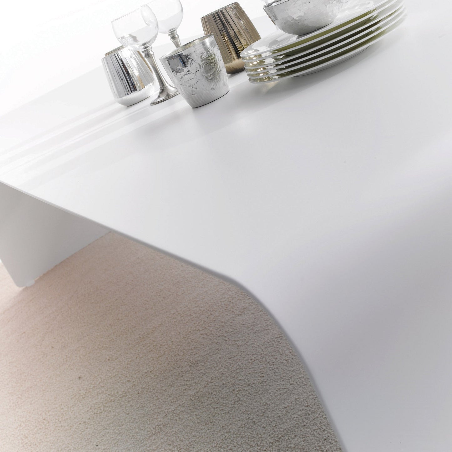 La Grande Italian Dining Table 79in – Curved Aluminum Minimalist Statement Piece