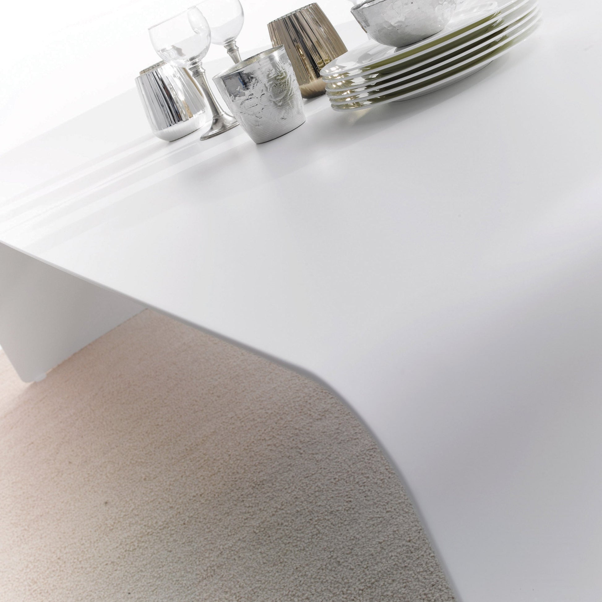 La Grande Italian Dining Table 79in – Curved Aluminum Minimalist Statement Piece
