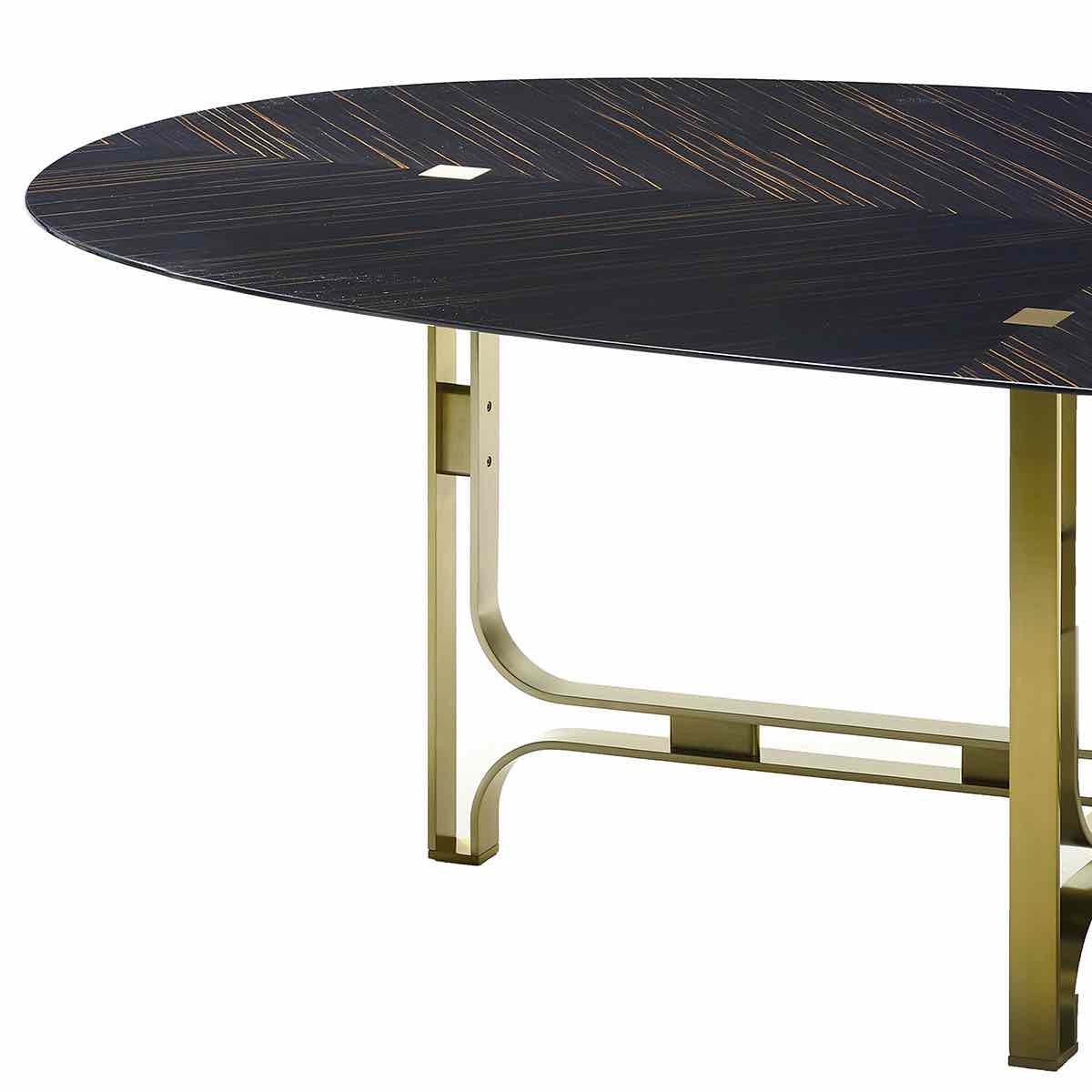 Oval Dining Table – Metal Base, Ammara Ebony Veneer | 02710