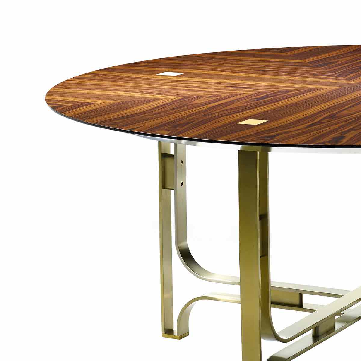 Gregory Round Dining Table – Criss-Crossing Base, Rosewood Veneer Statement Piece | MAR-02711
