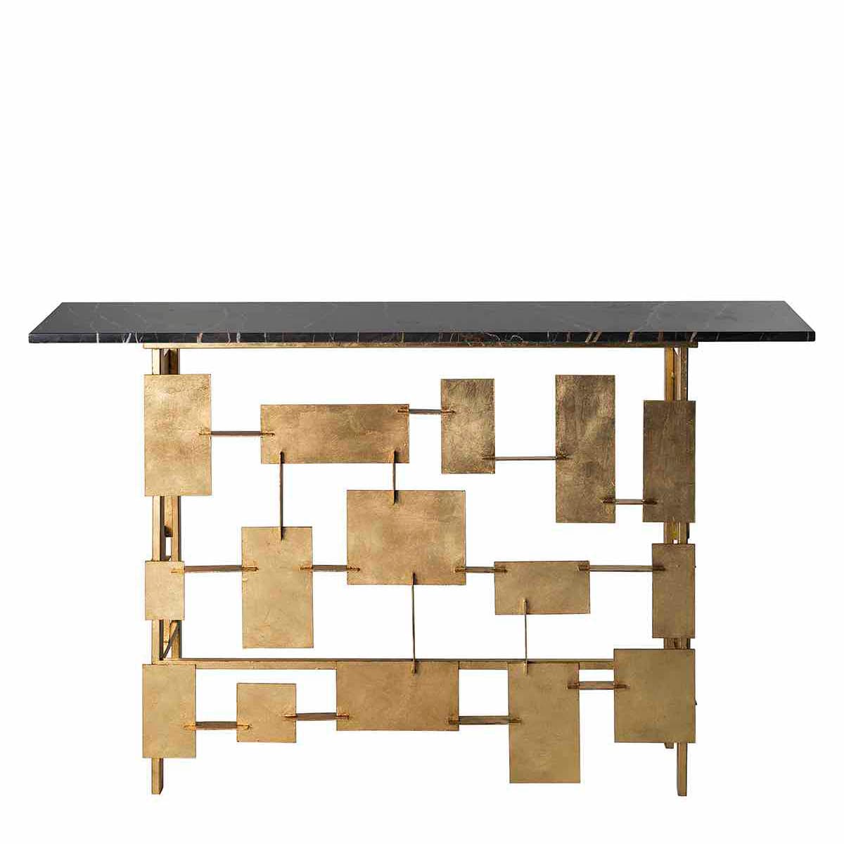Raymond Italian Console Table – Geometric Gold Leaf Marble by Marioni
