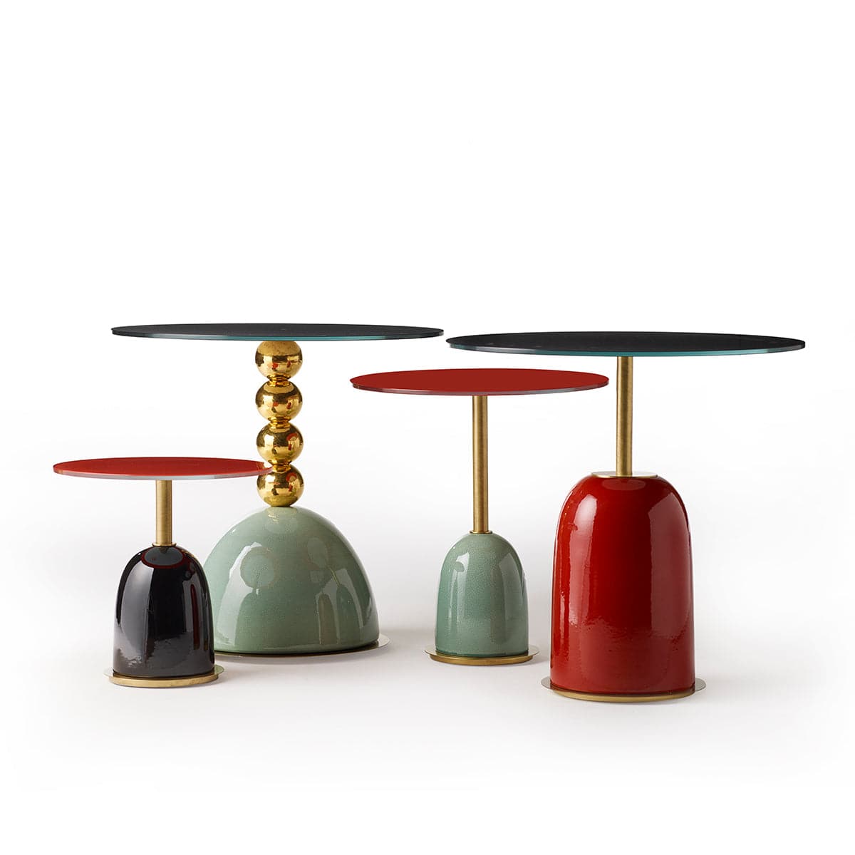 Luxury PINS Ceramic Glass Side Table Modern Italian Style for Villa