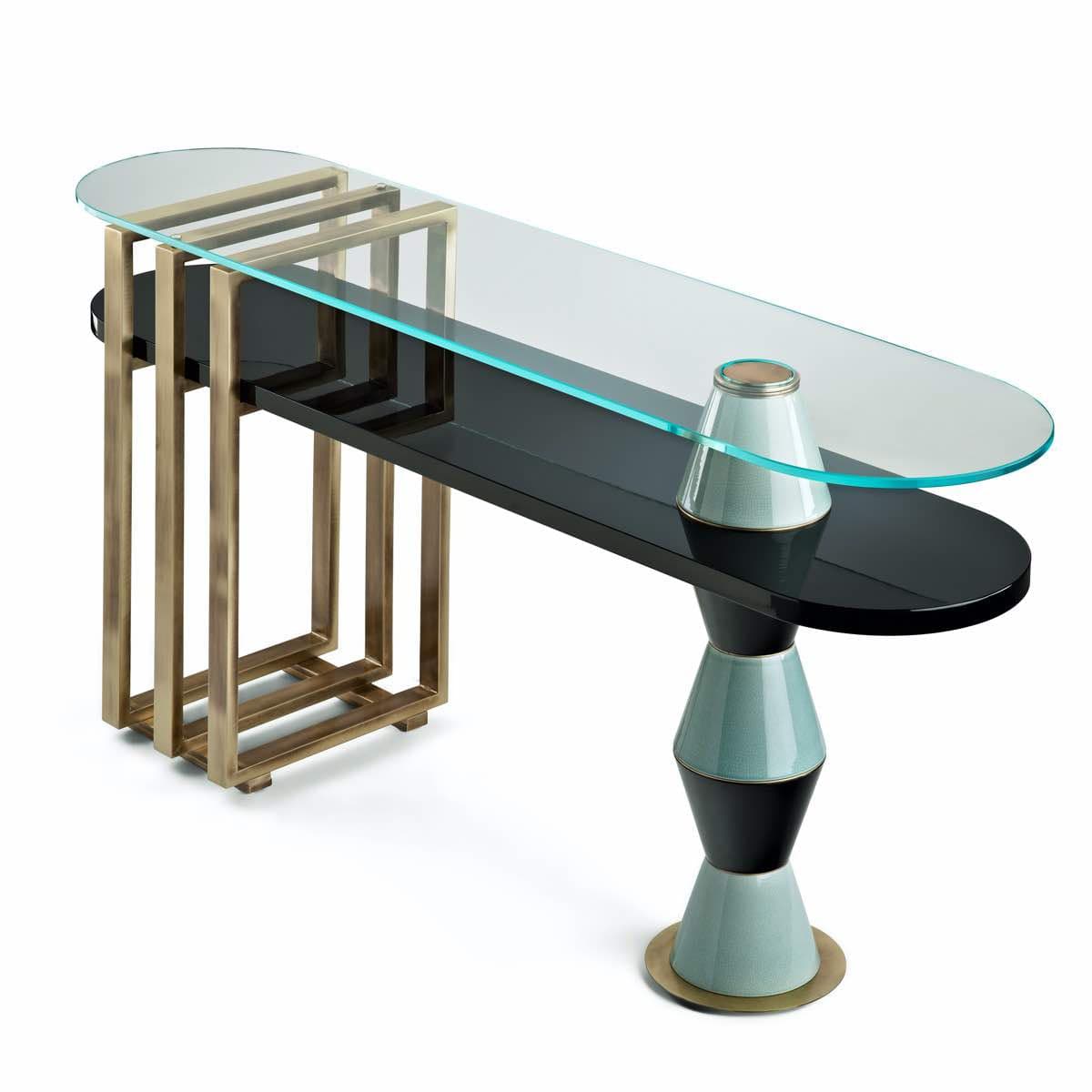 Palm Console Table by Marioni – Sculptural Oval Glass Statement Piece | MAR-02965