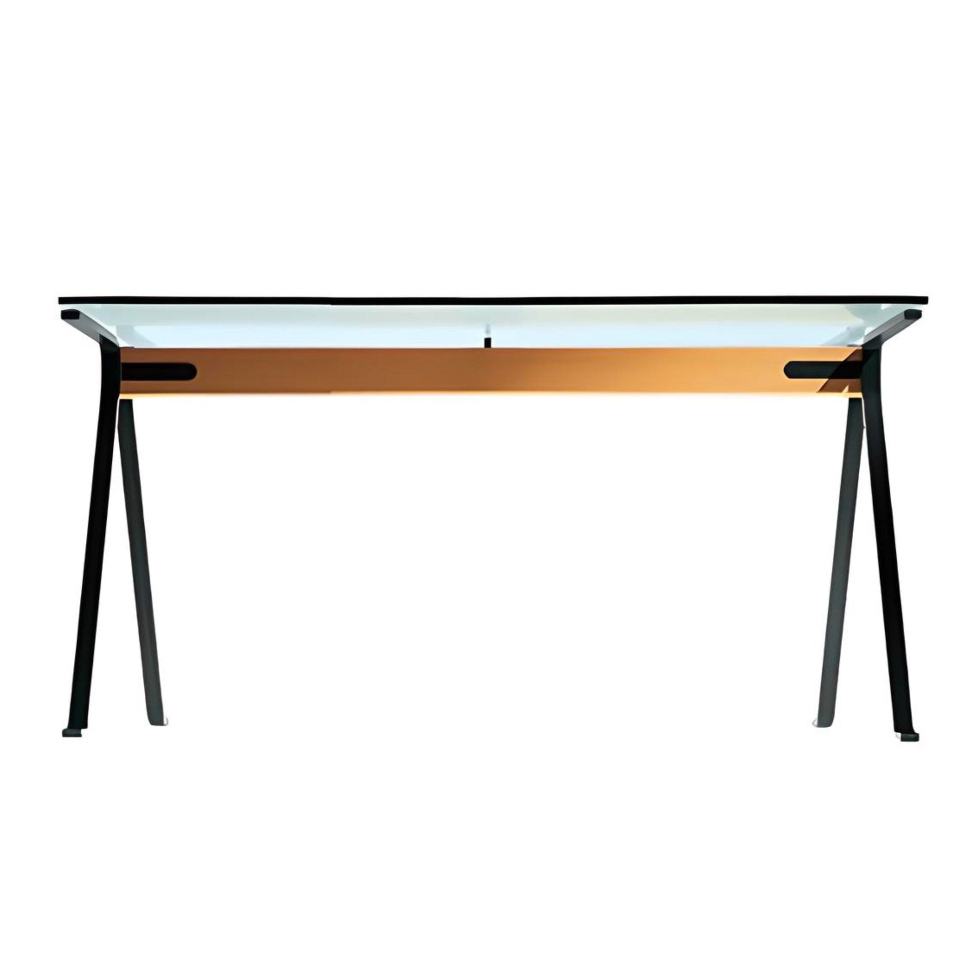 Frate Rectangular Dining Table – Tempered Glass and Steel – Architectural Piece