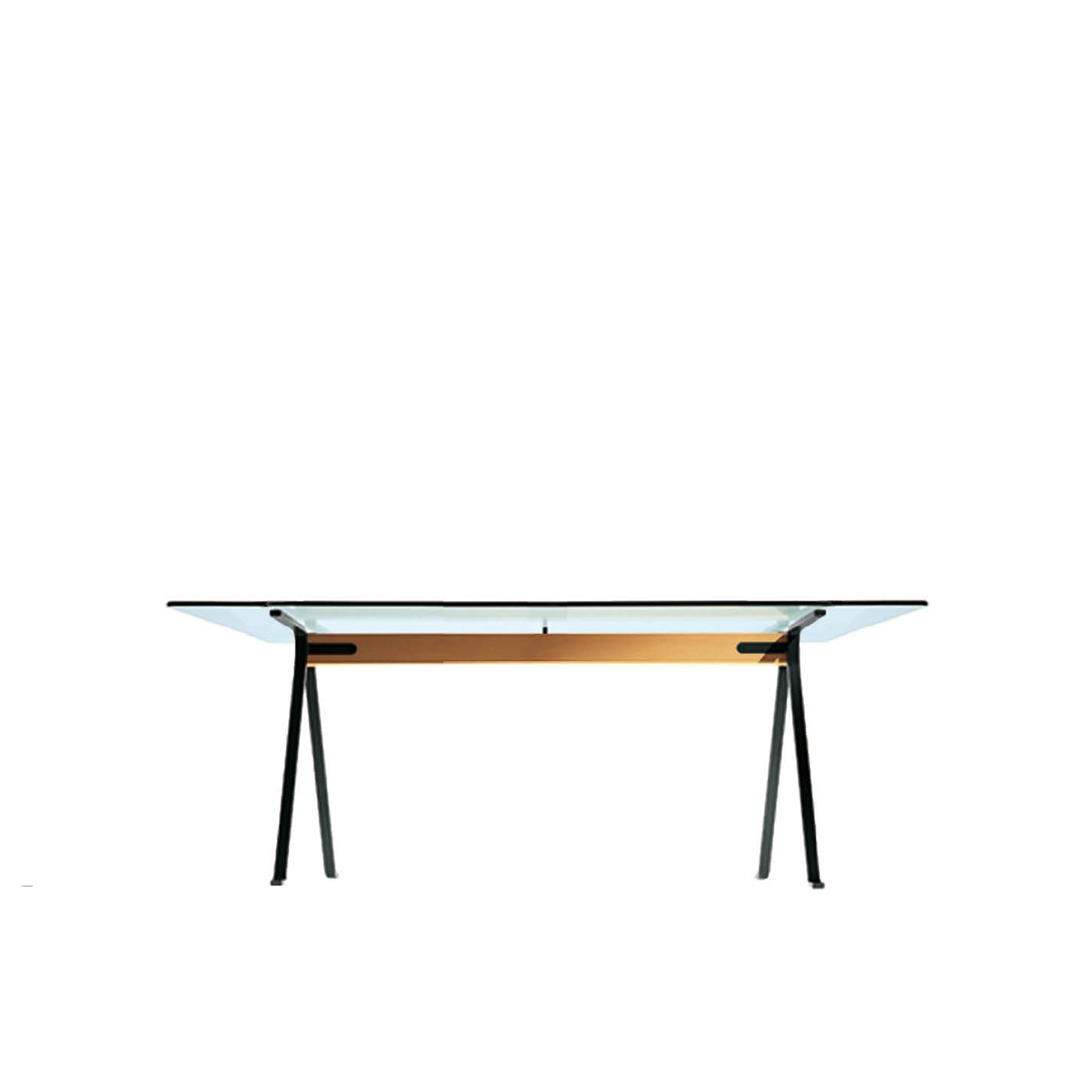 Frate Rectangular Dining Table – Tempered Glass and Steel – Architectural Piece