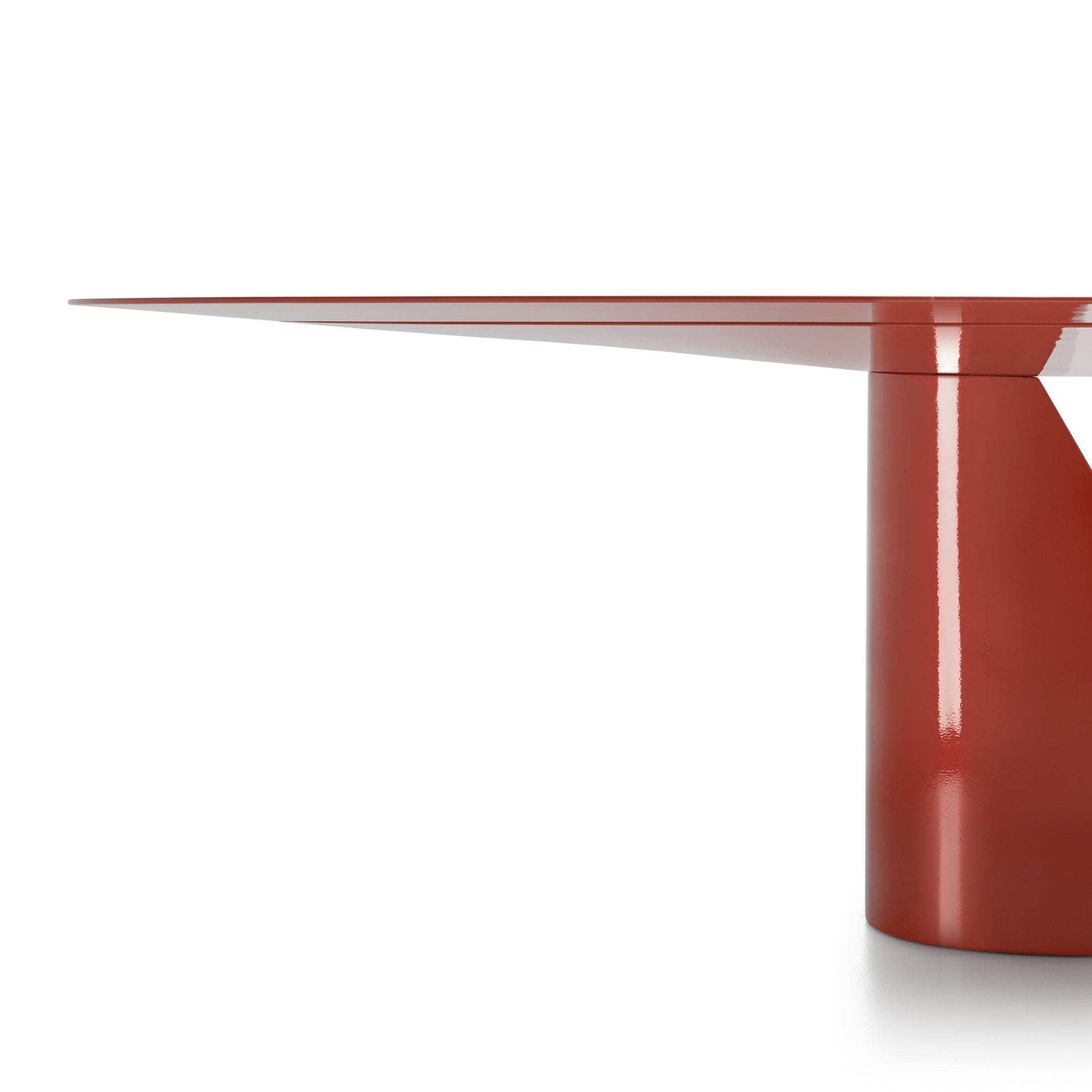 Oval Dining Table 79in – Sculptural Geometric Base in Red Polyurethane Statement Piece