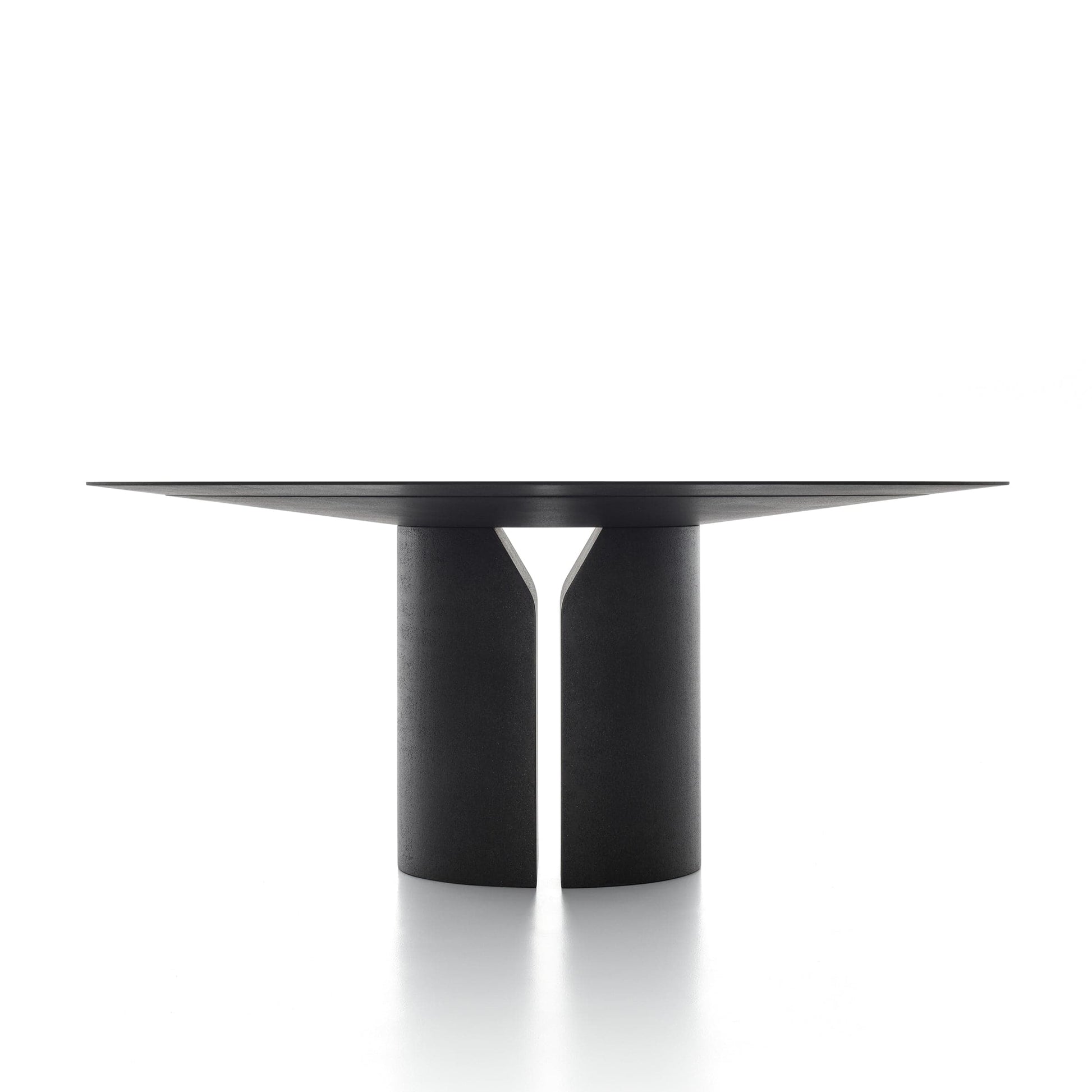 Round Dining Table – Geometric Minimalist Design in Matte Black Finish