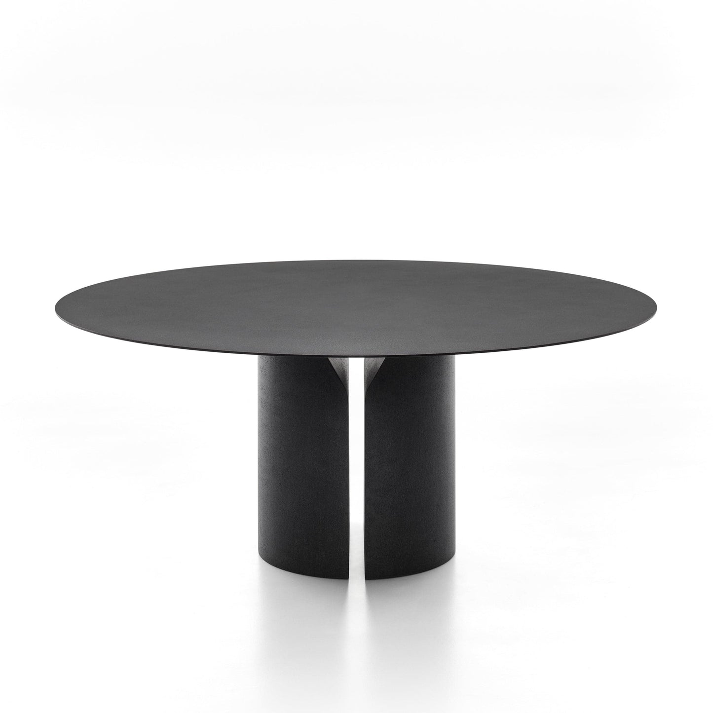 Round Dining Table – Geometric Minimalist Design in Matte Black Finish