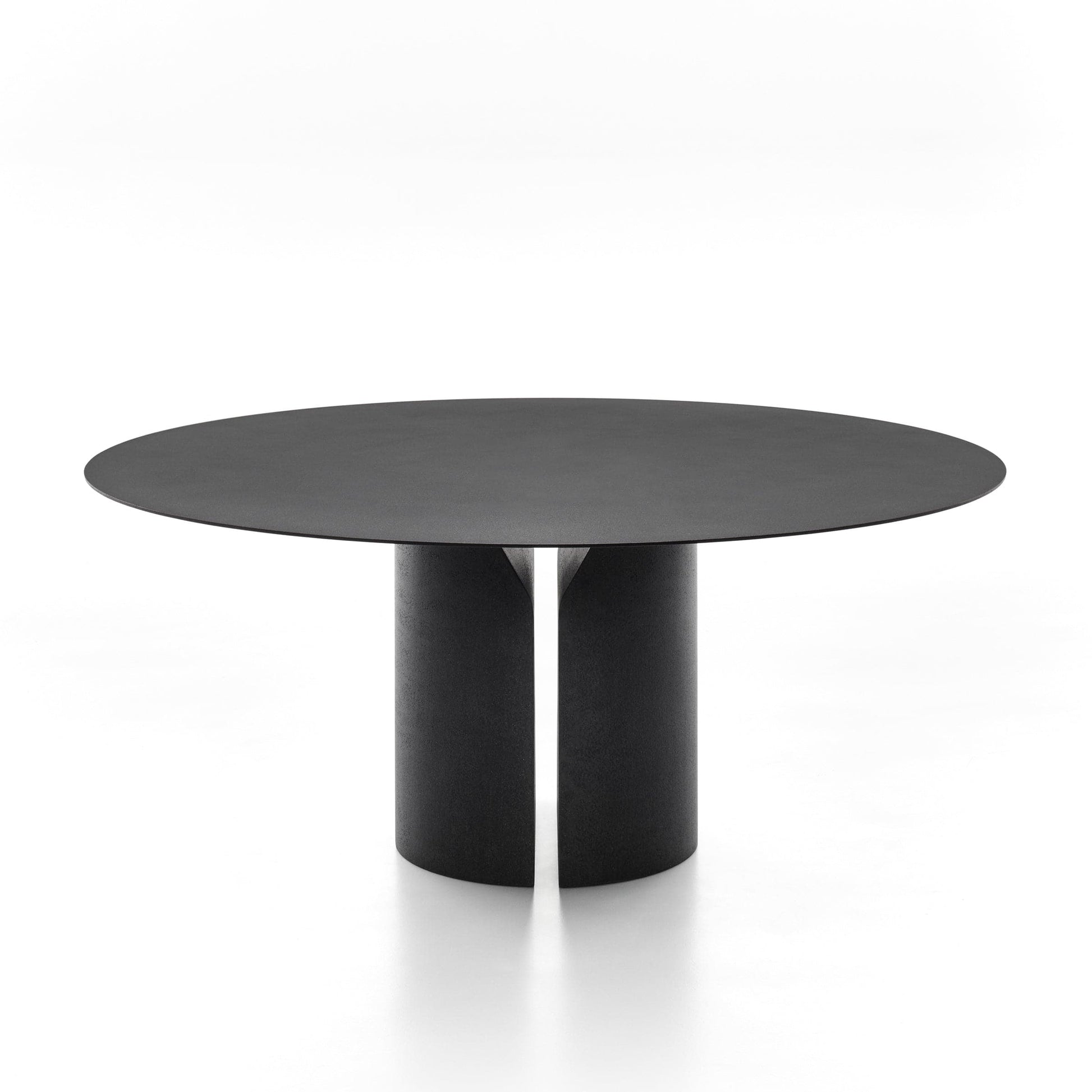 Round Dining Table – Geometric Minimalist Design in Matte Black Finish