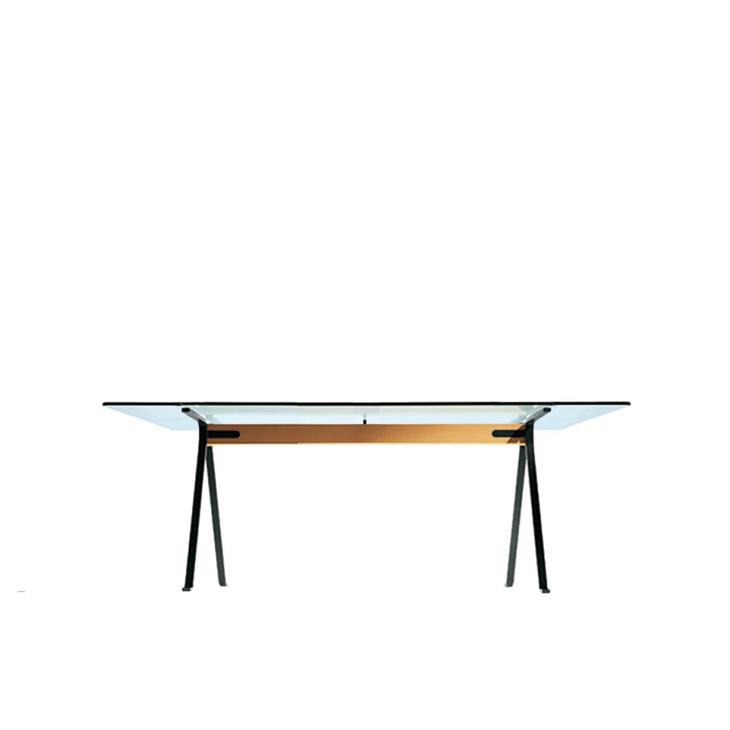 Frate Rectangular Dining Table – Tempered Glass and Steel – Architectural Piece