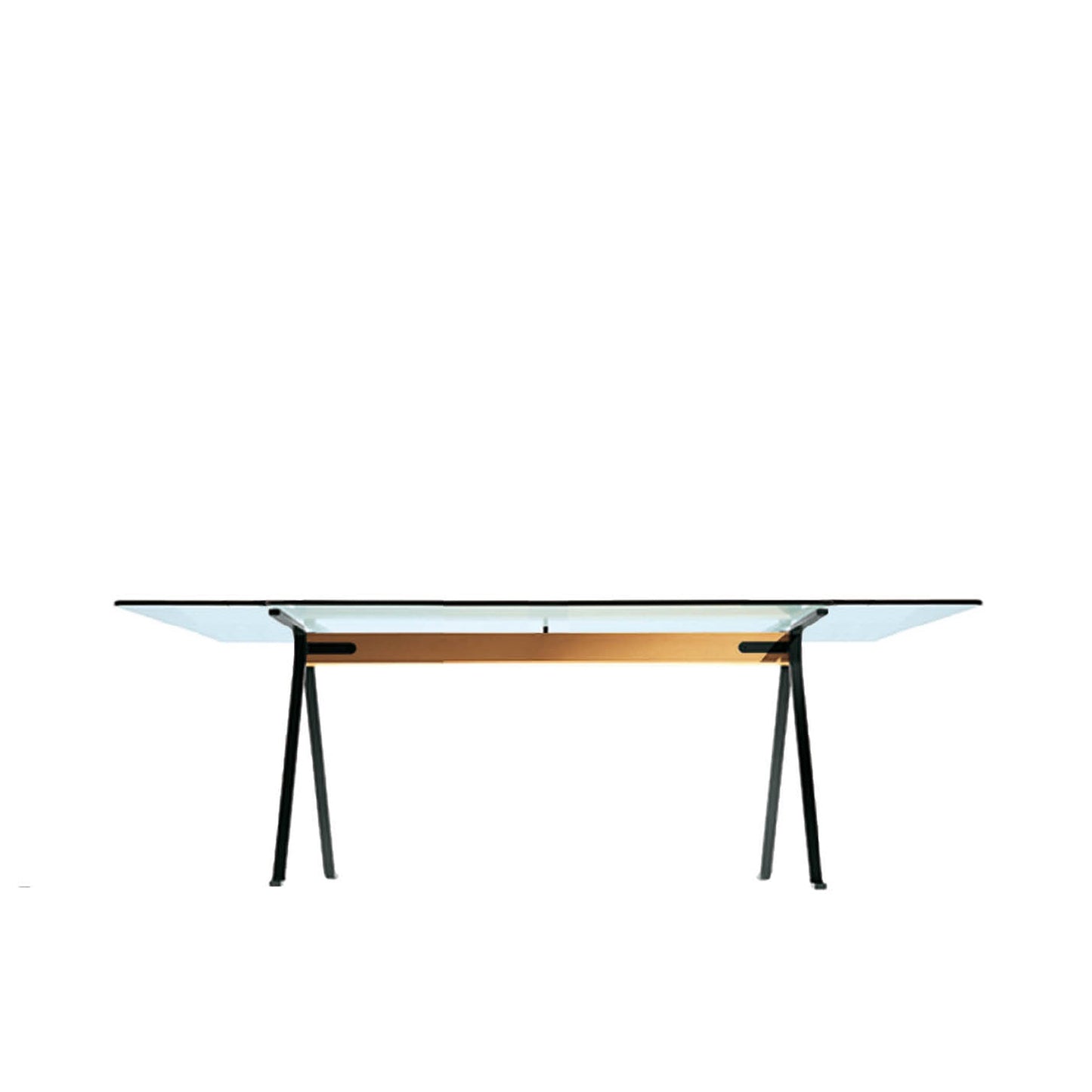 Frate Rectangular Dining Table – Tempered Glass and Steel – Architectural Piece
