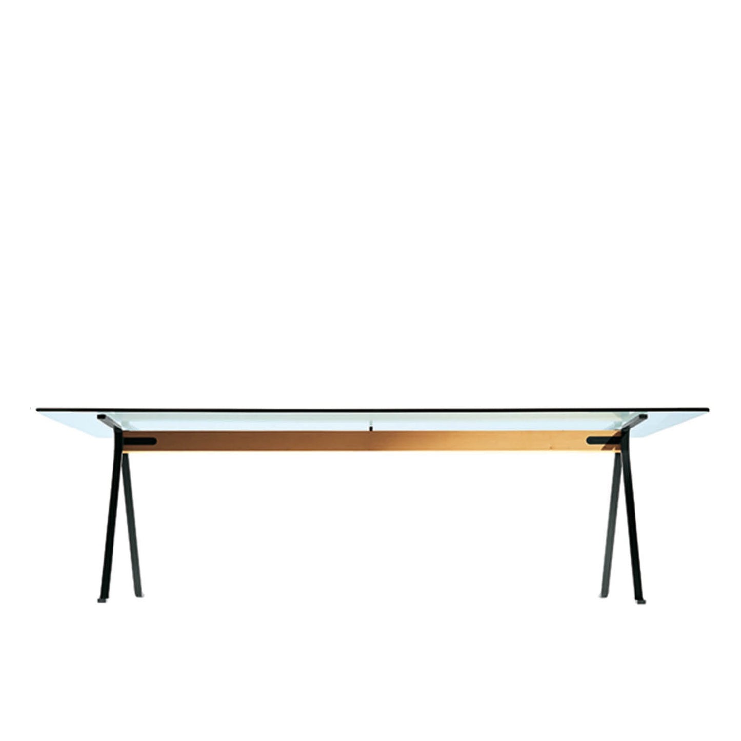Frate Rectangular Dining Table – Tempered Glass and Steel – Architectural Piece