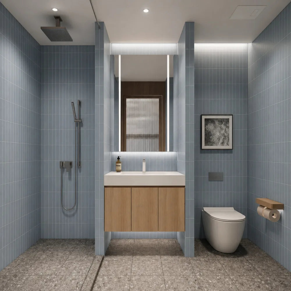 Wall Mounted Bathroom Vanity Set with LED Mirror 80cm