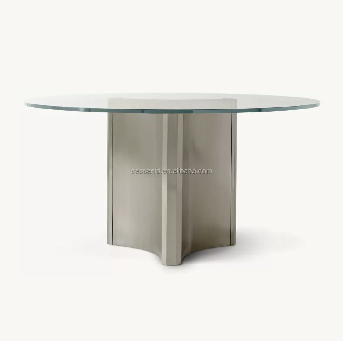 Dalton Round Dining Table – Brushed Steel and Oak Statement Piece