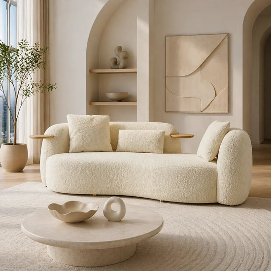 Modern Genuine Leather Two-Seat Sofa with Carbon Steel Legs in White