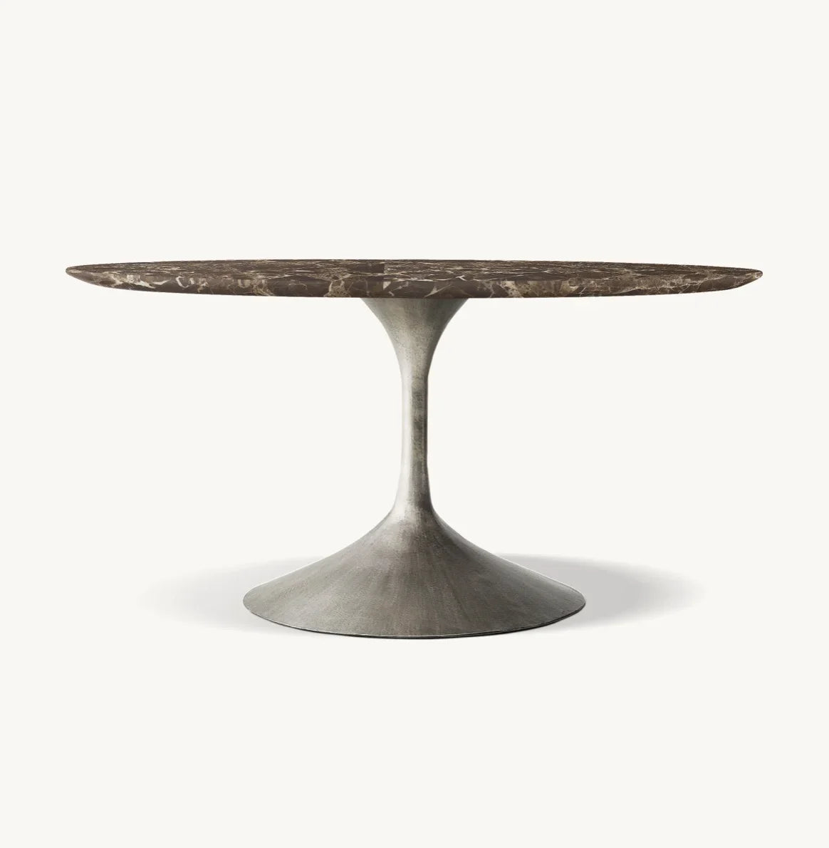 Sassanid Round Dining Table – Brown Emperador Marble Designer Statement Piece